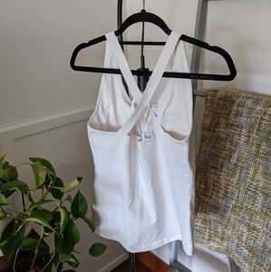 White Prana tank with built in bra